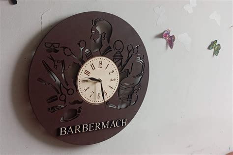 Personalized Wood Wall Clock Barber Shop Salon Sign Decor Etsy