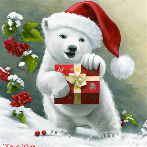 Baby Polar Bear Wearing Santa Hat Creative Fabrica