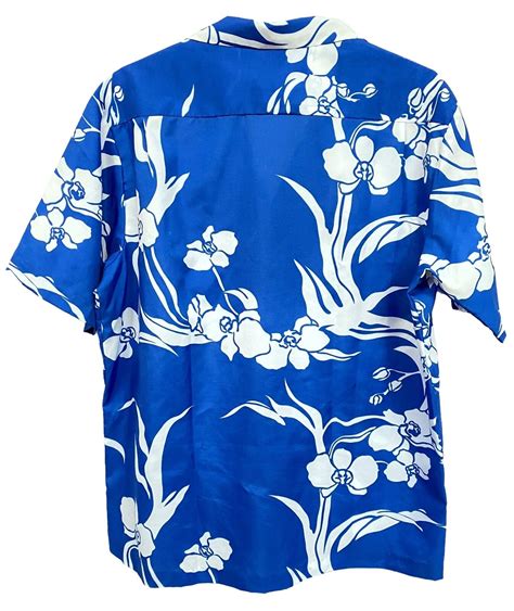 Hilo Hattie Mens Hawaiian Aloha Floral Shirt XL Blue Gem