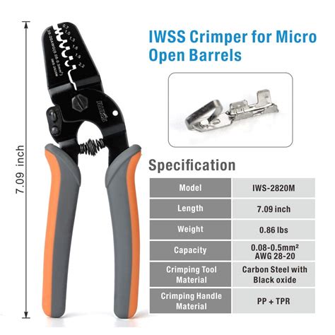 IWISS Mini Micro Open Barrel Crimping Tools Works On AWG28 20 JAM