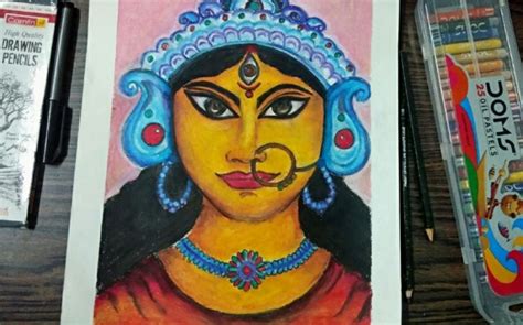 Maa Durga Drawing Oil Pastel Drawing Navratri Dussehra