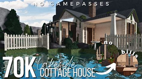 Bloxburg No Gamepass Lakeside Cottage House 70k Speedbuild Youtube