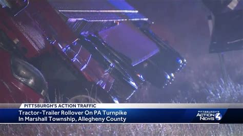 Tractor Trailer Rollover Crash On Pennsylvania Turnpike Youtube