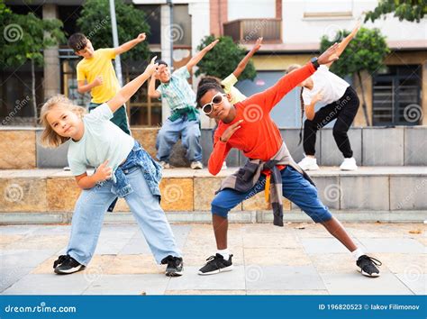 Kids Training Hip Hop on City Street Stock Image - Image of girl, boys ...