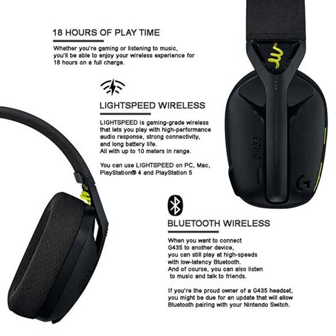Logitech Wireless G435 Lightspeed Headset - Black Neon Yellow — GAMELINE