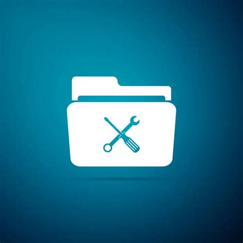 Folder And Tools Or Settings Icon Isolated On Blue Background Folder