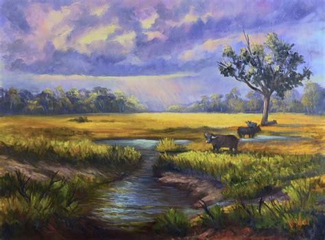 Moody Afternoon On The Wetlands Northern Territory Oil On Belgian