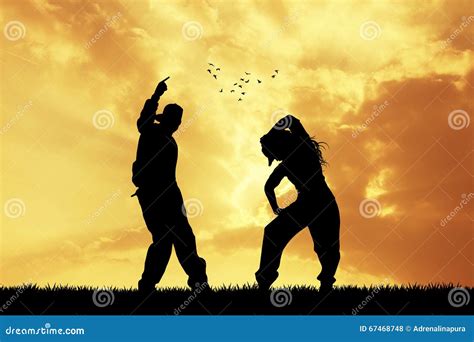 Couple Dancing Hip Hop at Sunset Stock Illustration - Illustration of ...