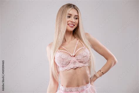 Sexy Portrait Of A Beautiful Blonde Happiness Woman With A Nice Smile And A Perfect Healthy Body