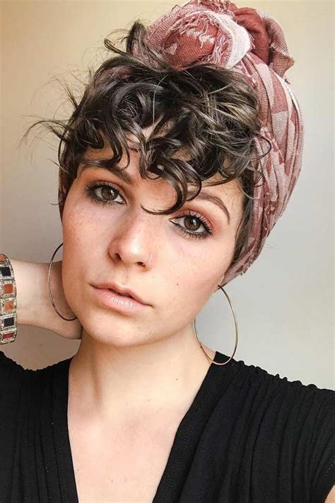 Curly Pixie With Headscarf Shortcurlyhairstyles Curlyhairstyles