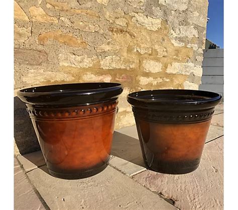 Plants2gardens Mediterranean Planter Large And Medium Set Mahoganny Qvc Uk