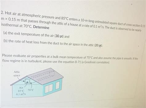 Solved Hot Air At Atmospheric Pressure And C Enters A Chegg