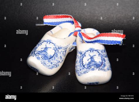 Dutch Traditional Shoes Wooden Clogs In Porcellain Decorated With