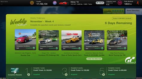 Gran Turismo Weekly Challenge November Week Special Events All