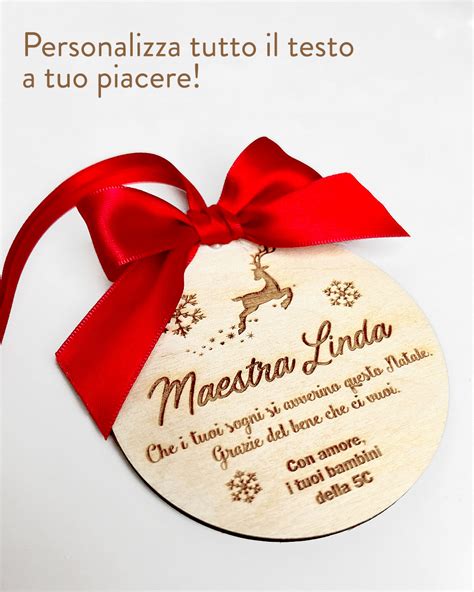 Pallina Di Natale In Legno Personalizzata Con Nome Dedica E Renna