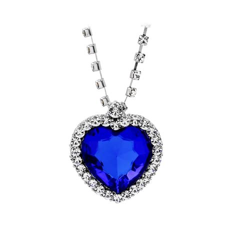 Korean Luxury Heart Of Ocean Diamond Heart Necklace With Blue And Red