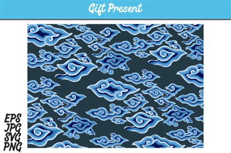 Blue Batik Cirebon Mega Mendung Indonesia Set Svg Vector Image Graphic