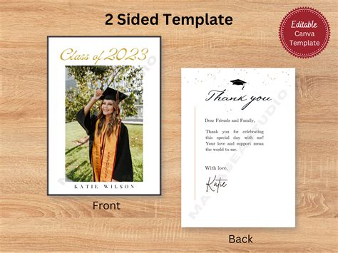 Graduation Thank You Card Template Graduation Card - Etsy