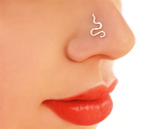 Serpent Nose Piercing Nose Snake Stud Gold Nose Piercing - Etsy