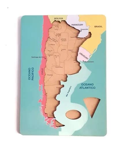 Rompecabezas Madera Mapa Argentina Ni Os Did Ctico Encastre En Venta En