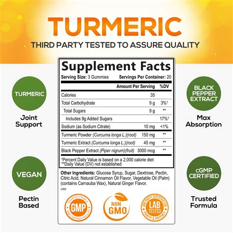 Turmeric Ginger Cinnamon Gummies Vegan Turmeric Curcumin Gummy With 95 Curcuminoids Black