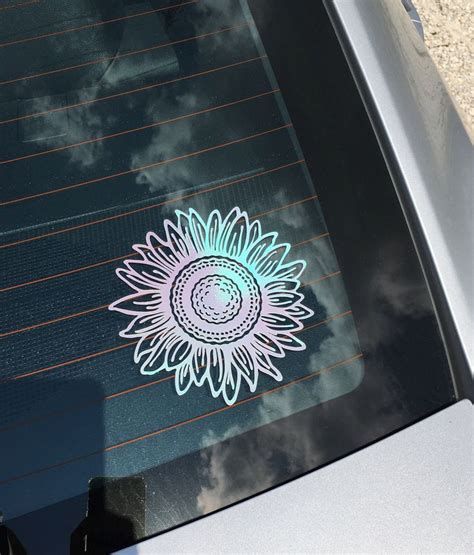 Sunflower Car Decal Holographic Sunflower Decal Sunflower Sticker