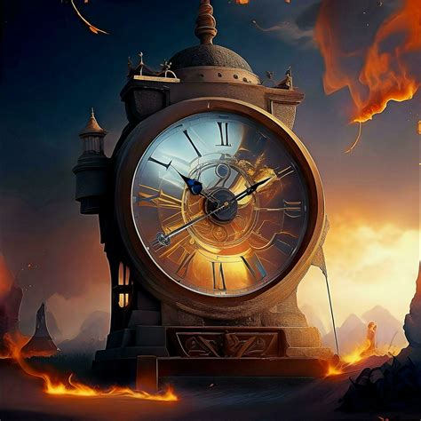 In The Realm Of Dreams A Clock Ablaze Signals The Acceleration Of Time