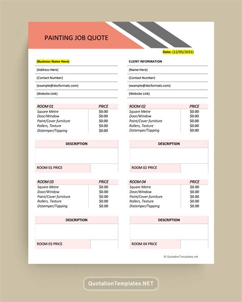 Painting Job Quote Template - PCH – Quote Templates