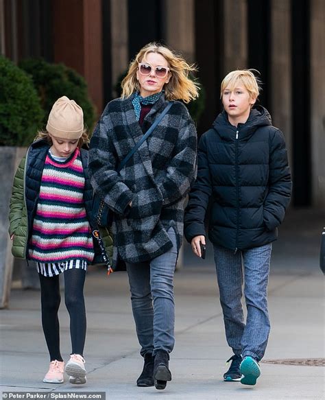 Naomi Watts Bundles Up In Checked Coat As She Enjoys Chilly Stroll With