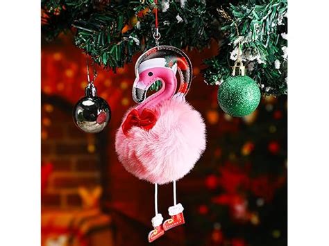 6 Pcs Christmas Pink Flamingo Ornament