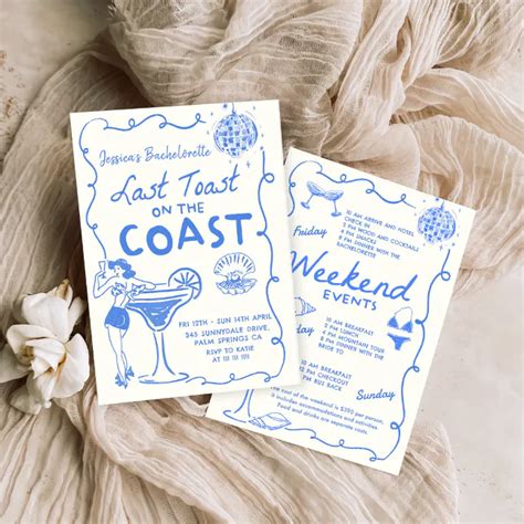 Last Toast On The Coast Bachelorette Weekend Invitation Zazzle