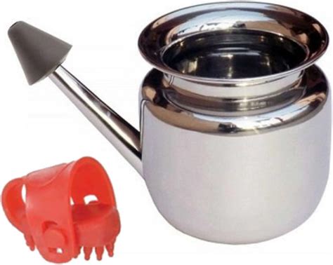 Netclub Acupressure Stainless Stell Ayurvedic Jal Neti Pot With Special Thumb Pad Neti For Yoga