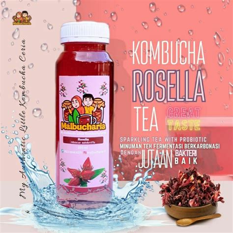 Jual Kombucha Bunga Rosela Minuman Probiotik Fermentasi Teh Herbal 250