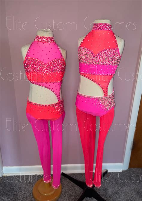 Custom Dance Costume Solo Duo Trio Hot Pink Coral Sassy Jazz Etsy