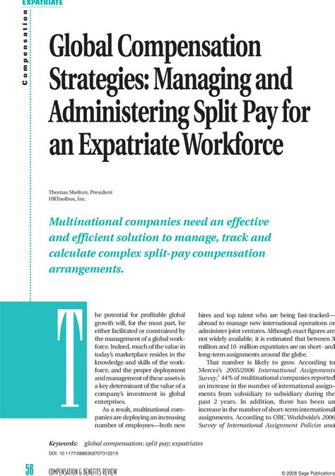 Global Compensation Strategies Managing And Administering Split Pay