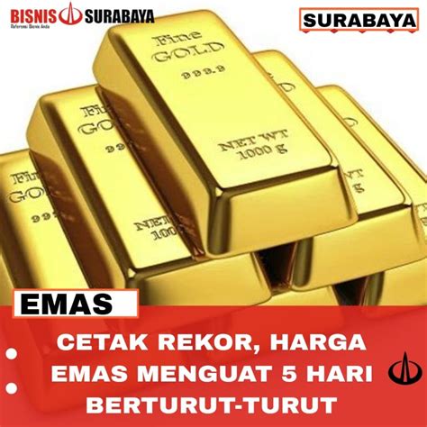 Cetak Rekor Harga Emas Menguat Hari Berturut Turut