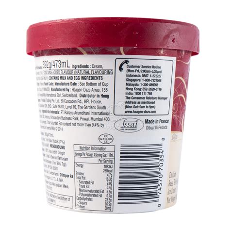 Haagen Dazs Nutrition Label Nutrition Ftempo