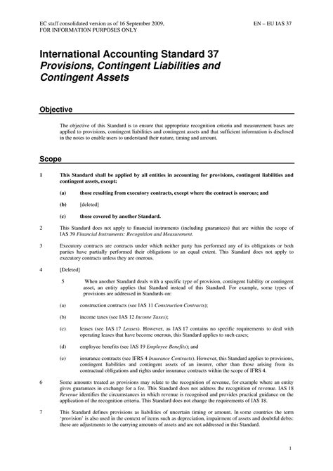 Ias En International Accounting Standard Provisions Contingent