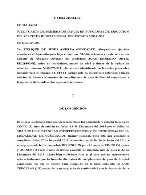 Solicitud De Libertad Condicional Filippone Pdf Castigos Pena Capital