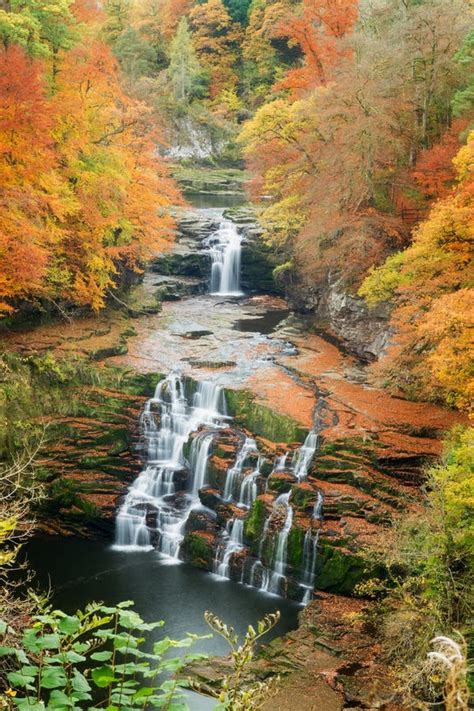 Cora Linn Waterfall at Falls of Clyde in Scotland Stock Photo - Image ...