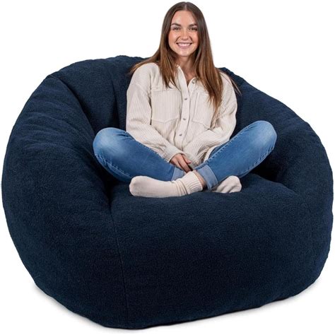 Big Joe Cloudberry Foam-Filled Structured Bean Bag Chair, Deep Blue