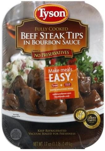 Tyson in Bourbon Sauce Beef Steak Tips - 17 oz, Nutrition Information ...