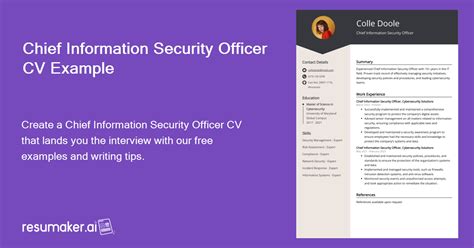 Chief Information Security Officer CV Example For 2024 Skills Templates