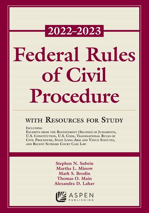 Federal Rule Civil Procedure 2022 2023 Stat Supp Wresource Study By