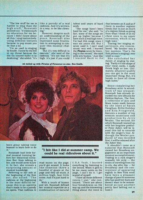 Linda Ronstadt A Night At The Opera Hit Parader September