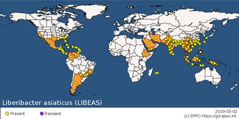 Distribution Map Of Candidatus Liberibacter Asiaticus From The EPPO