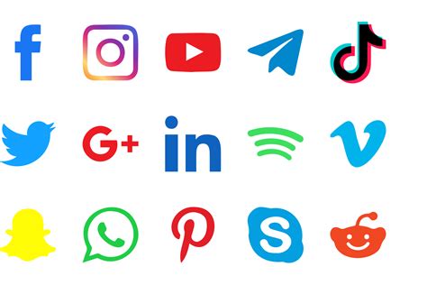 Social Media Popular Icon Collection Facebook Youtube Tiktok Telegram Whatsapp Skype