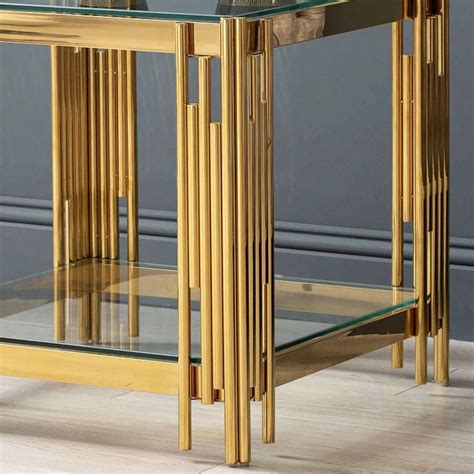 Colton Gold Metal And Glass End Side Display Table Picture Perfect Home