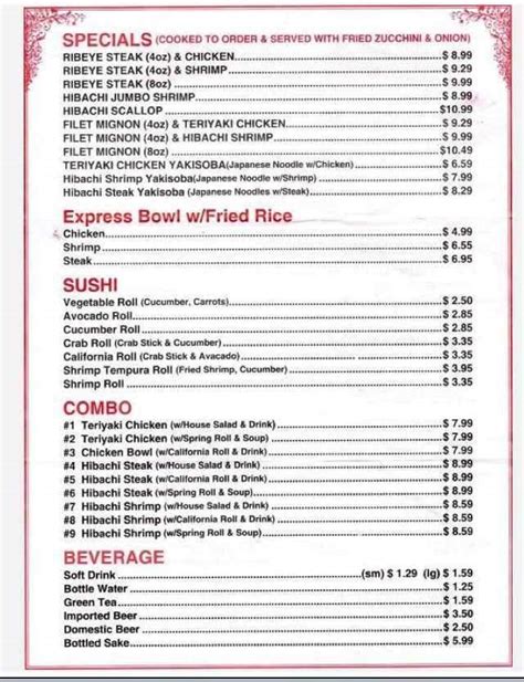 Menu Of Kobe Grill In Charleston Sc 29407