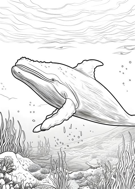 Premium Photo | Whale Coloring Page Whale Line Art coloring page Whale ...